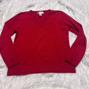 100% cashmere Sutton Studio Vibrant Red V-Neck Sweater